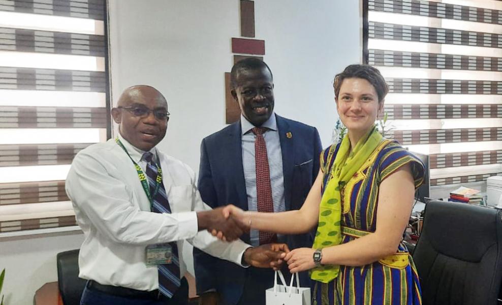 Dr. Flavie Vial pays a courtesy visit to KNUST's College of Health Sciences